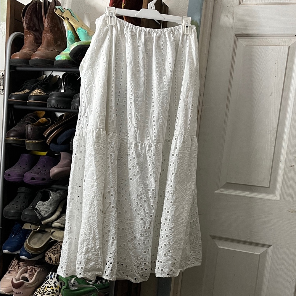 🧚Altar'd State White Eyelet A-Line Skirt